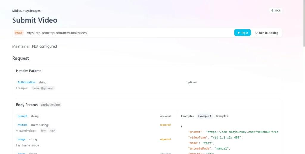 مڈجرنی ویڈیو API